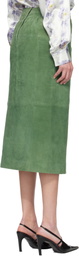 Meryll Rogge Green Suede Long Wrap Midi Skirt