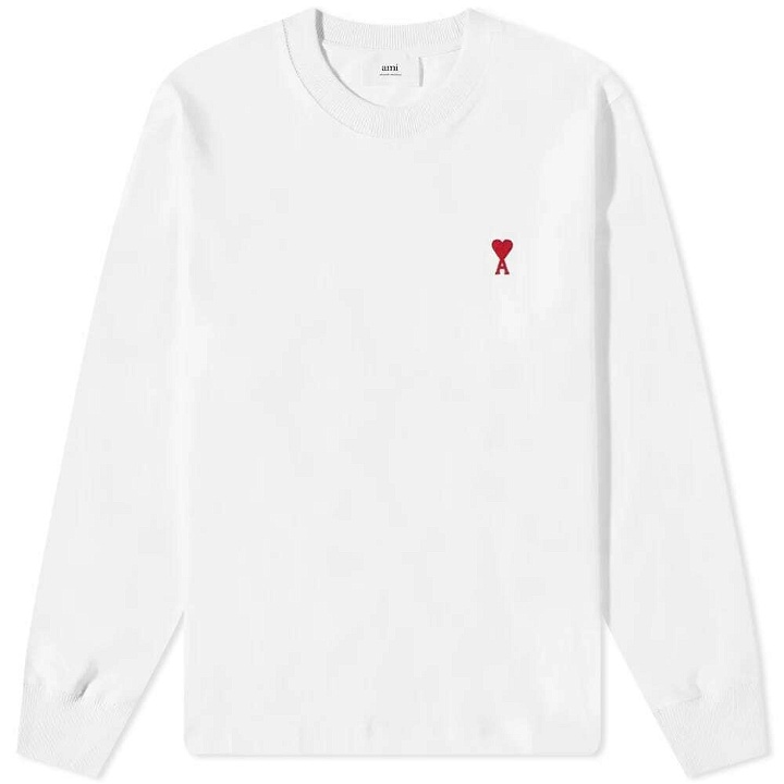 Photo: AMI Men's Long Sleeve Small A Heart T-Shirt in White