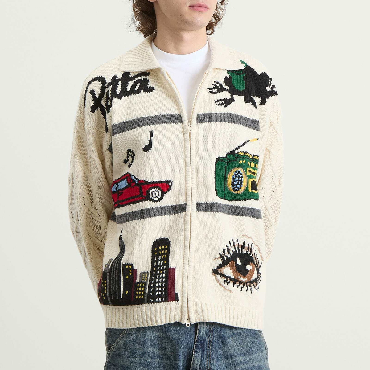 Patta Men's Perfect Day Knitted Cardigan in Beige