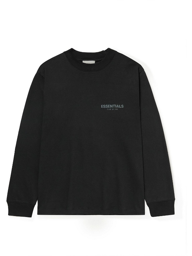 Photo: FEAR OF GOD ESSENTIALS - Logo-Print Cotton-Blend Jersey Sweatshirt - Black