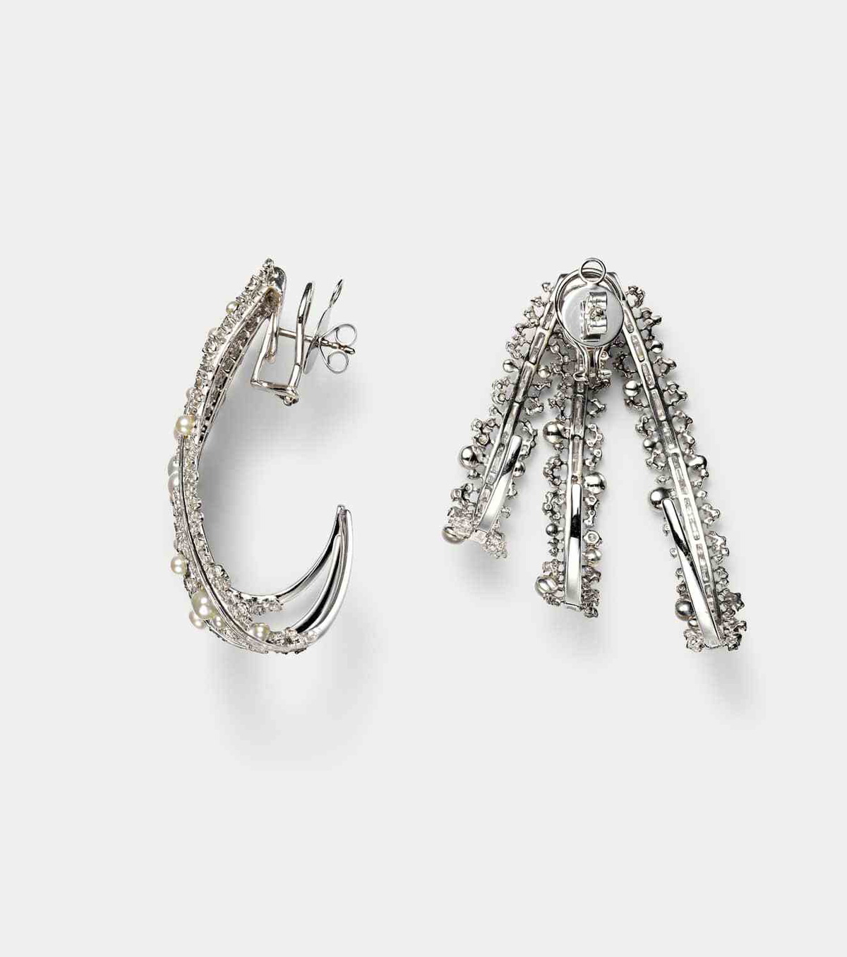Ananya Scatter 18kt white gold hoop earrings with pearls and diamonds