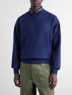 Drake's - Garment-Washed Cotton-Jersey Sweatshirt - Blue