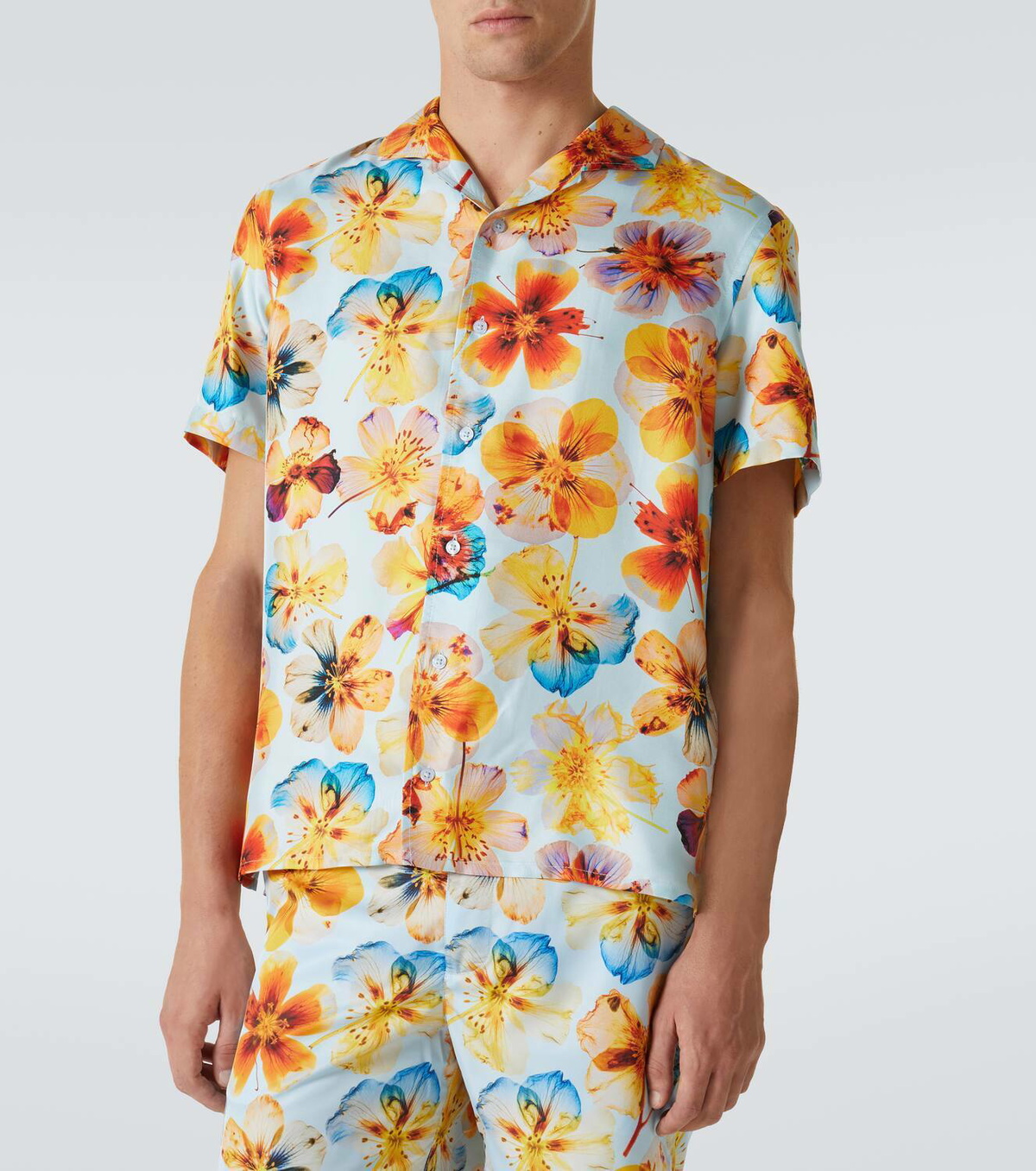 Orlebar Brown Hibbert floral silk bowling shirt