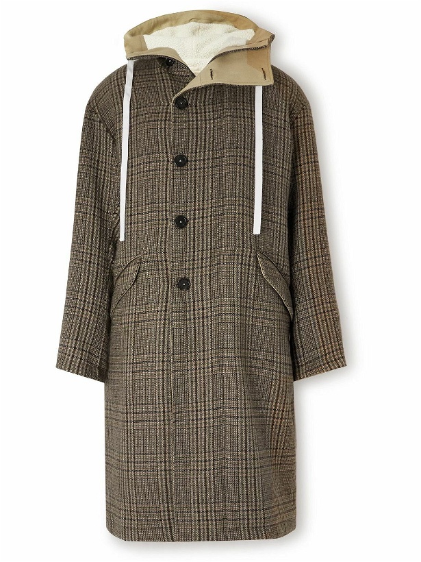 Photo: Massimo Alba - Fleece-Lined Checked Wool-Tweed Hooded Parka - Brown