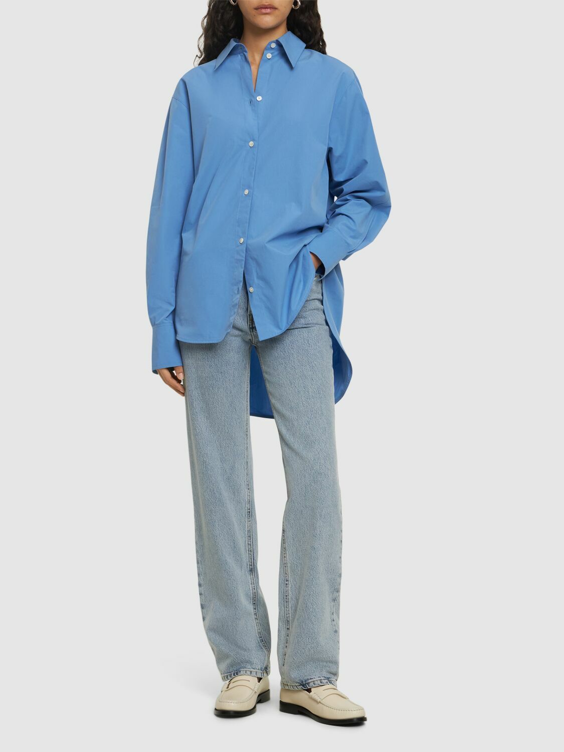 TOTEME Kimono Sleeve Cotton Poplin Shirt Toteme