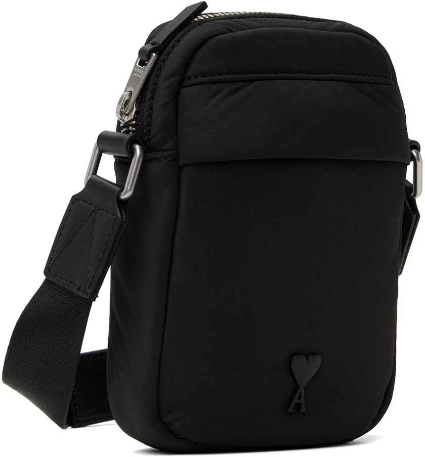 AMI Paris Black Small Ami De Coeur Crossbody Pocket Bag
