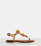 Dolce&Gabbana Embellished raffia-effect thong sandals