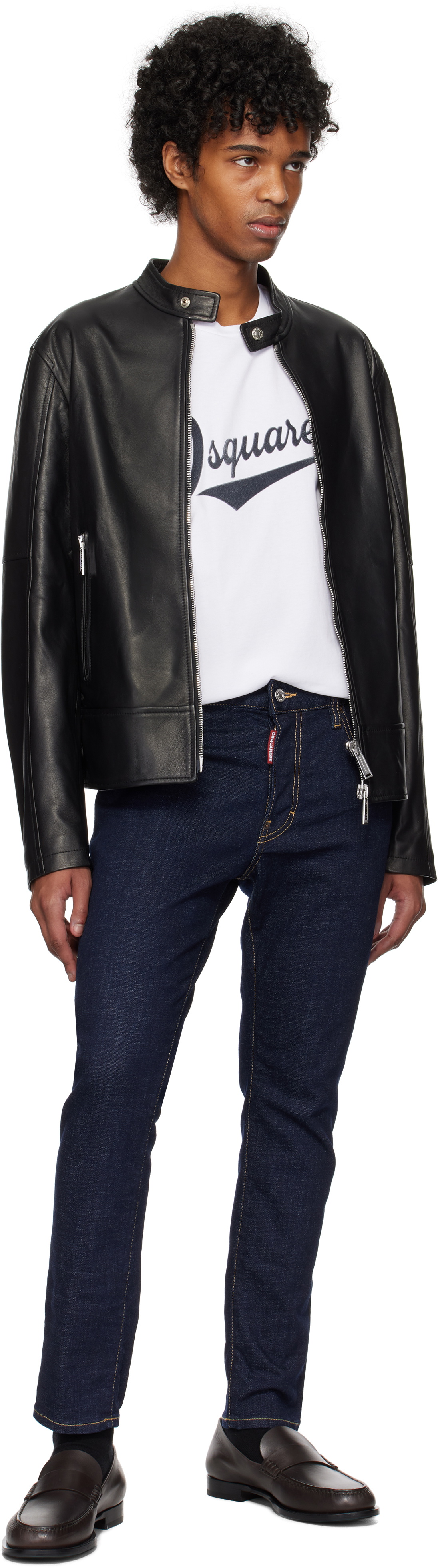 Dsquared2 Black Biker Leather Jacket