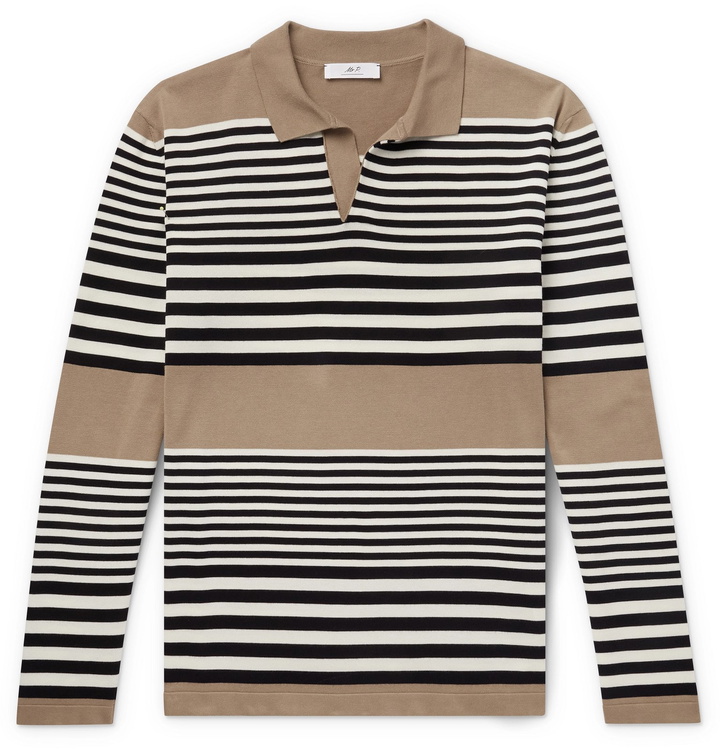 Photo: Mr P. - Striped Cotton Polo Shirt - Neutrals