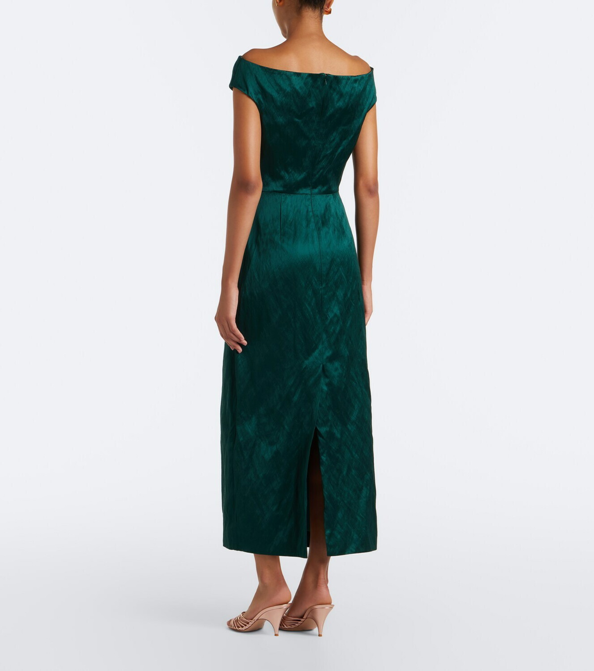 Erdem Embellished floral appliqué satin cocktail dress
