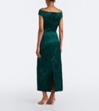Erdem Embellished floral appliqué satin cocktail dress