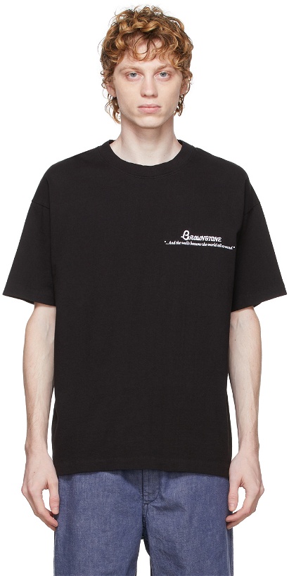 Photo: Brownstone Black Embroidered Cut & Sew Readymade T-Shirt