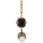 Alexander McQueen Gold Square Pendant Pearl Earring