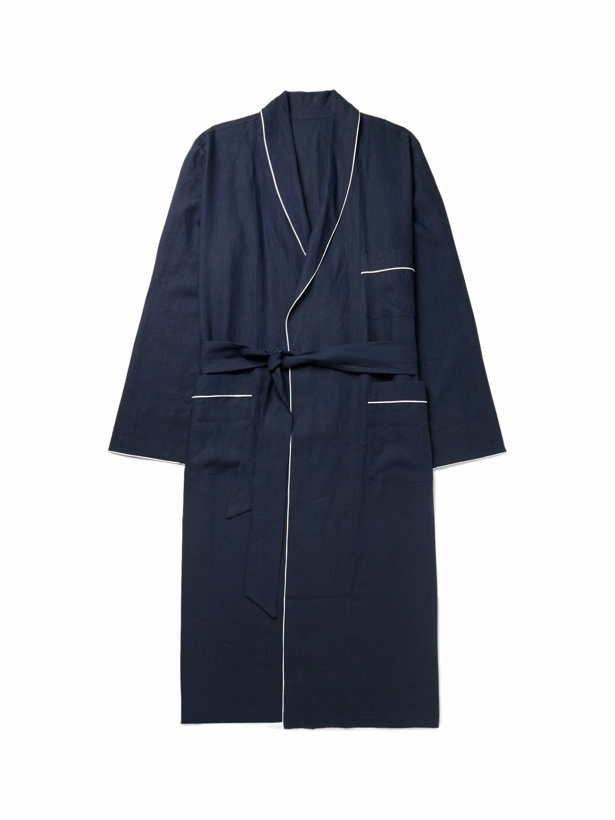 Photo: Anderson & Sheppard - Piped Linen Robe - Blue