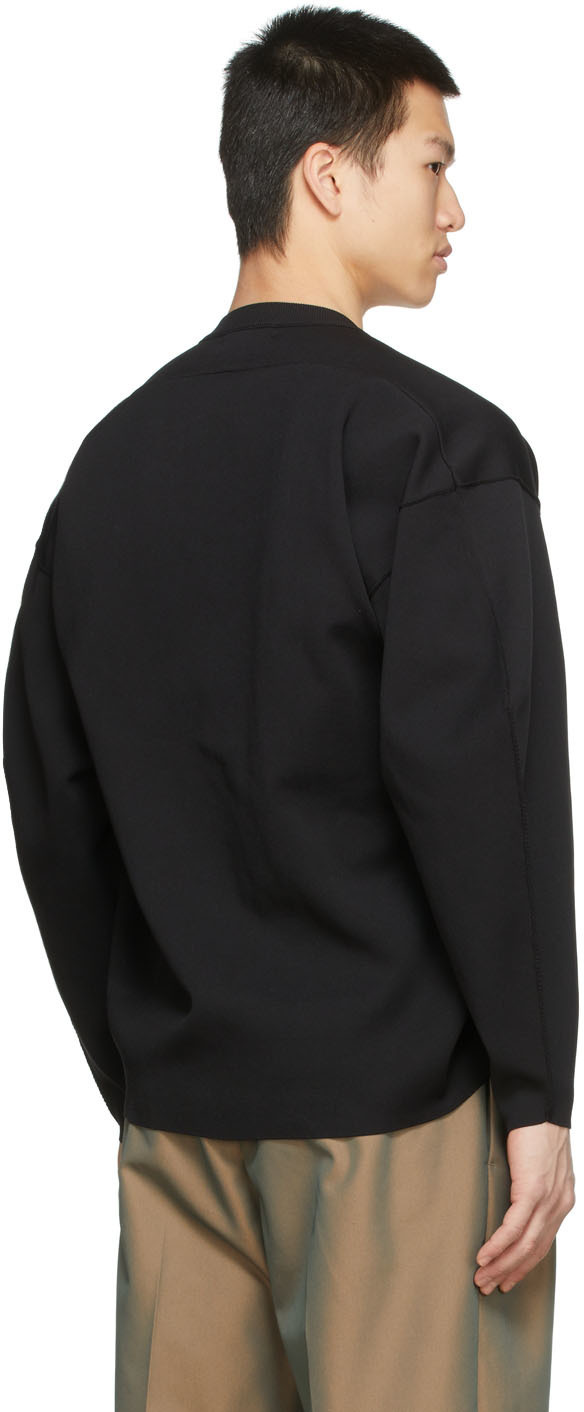 rito structure Black Oversized Round Neck Sweatshirt
