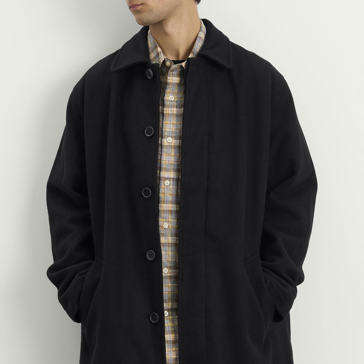 Universal Works Men's Mowbray Mac Coat in Black