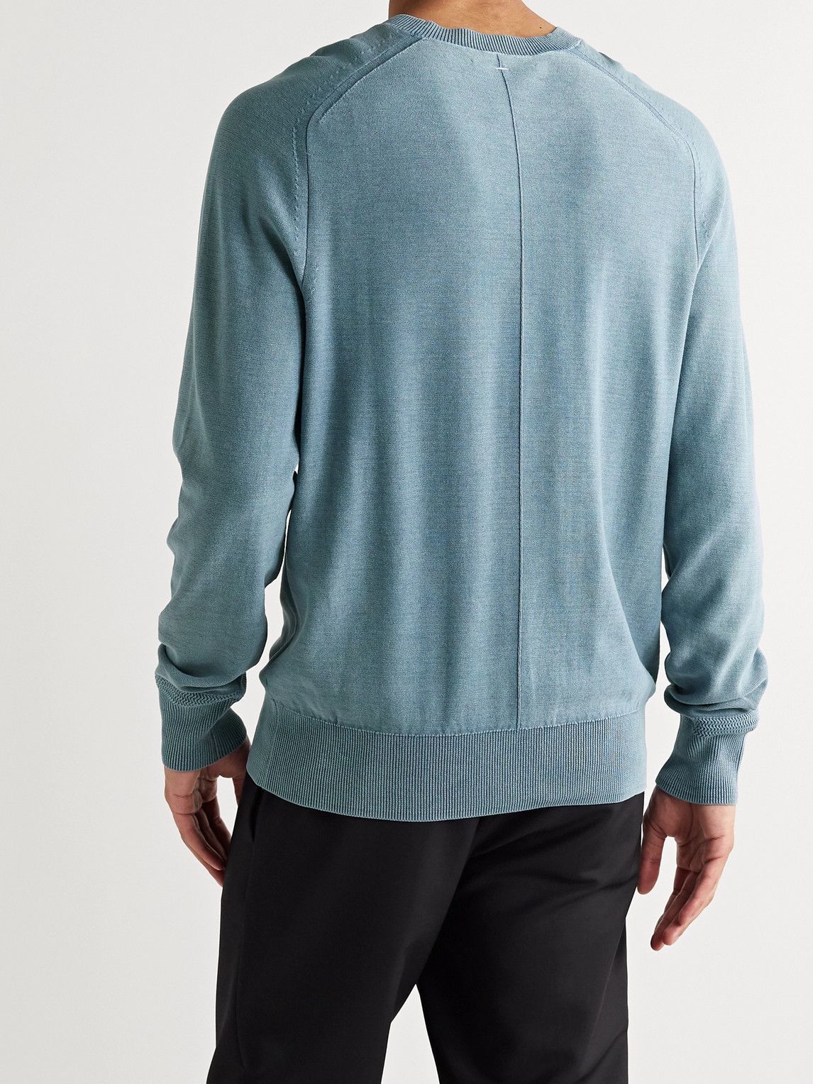 Rag Bone Lance Garment Dyed Cotton Sweater Blue Rag and Bone