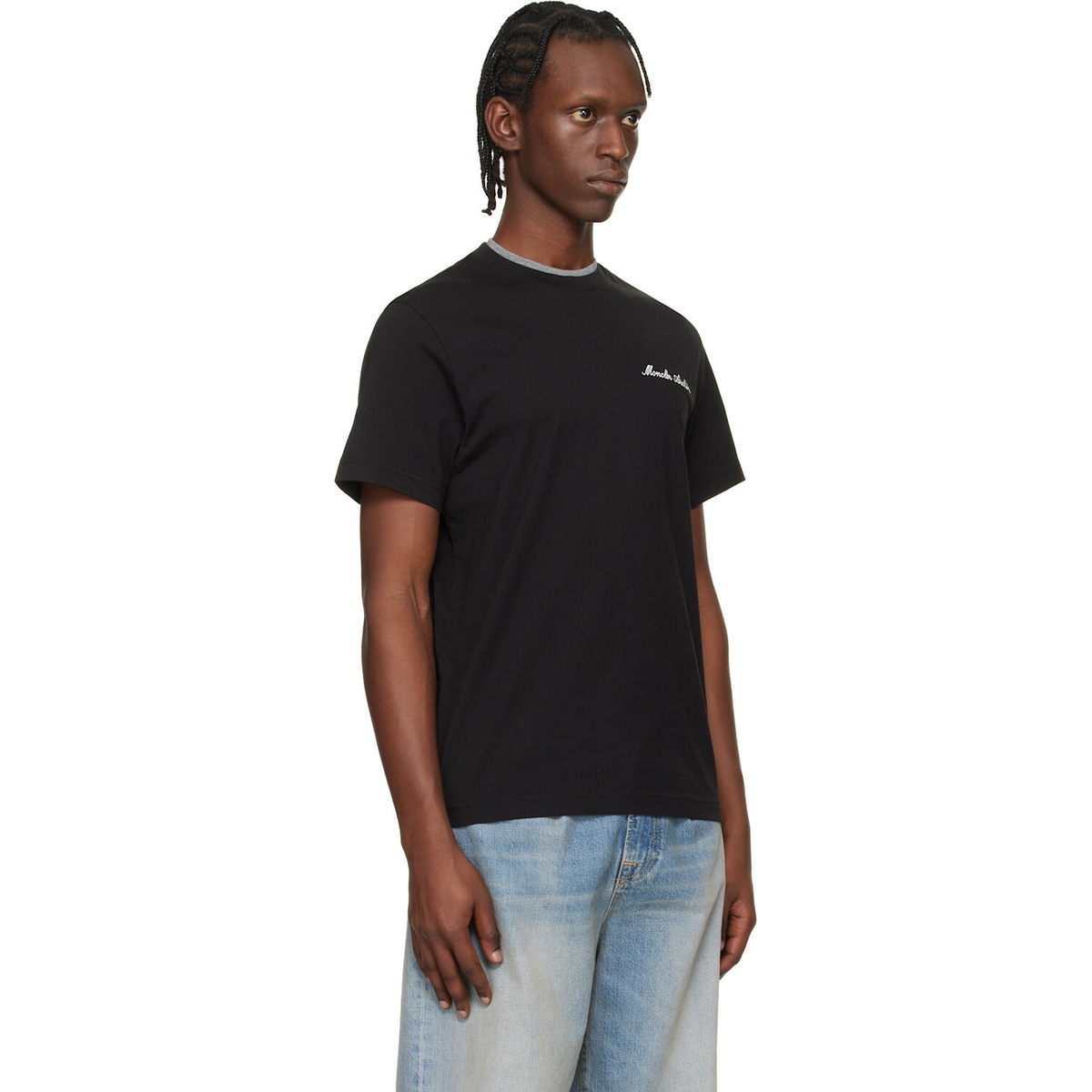 Moncler Black Embroidered Logo Cotton T-shirt