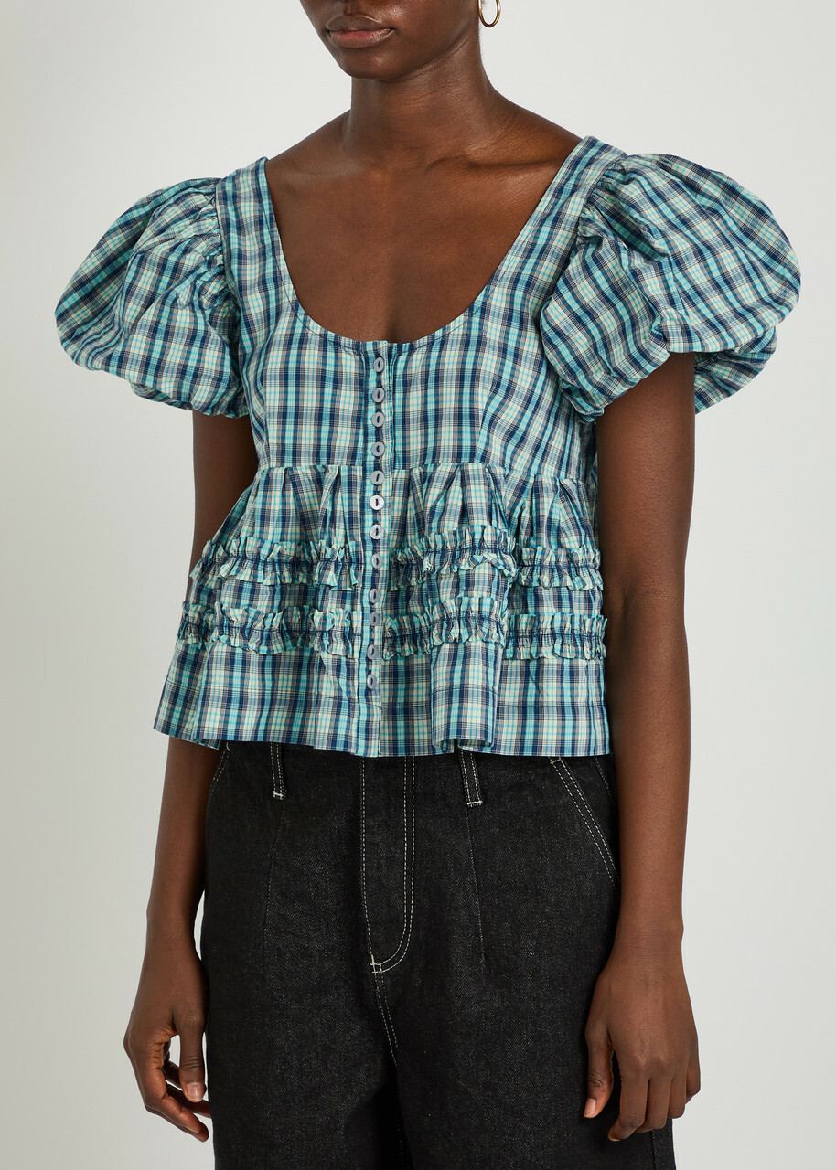 Damson Madder Summer Joy Cotton Blouse Blue