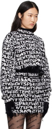 VETEMENTS Black & White Intarsia-Logo Sweater