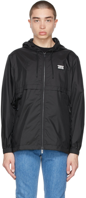 Photo: Burberry Black Packable Logo Appliqué Jacket