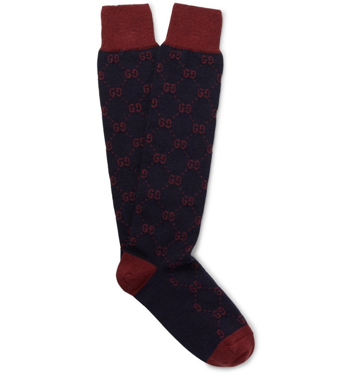 Photo: Gucci - Logo-Jacquard Alpaca-Blend Socks - Men - Navy