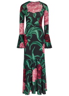 LA Double J Alba Floral-print Stretch-jersey Maxi Dress Black