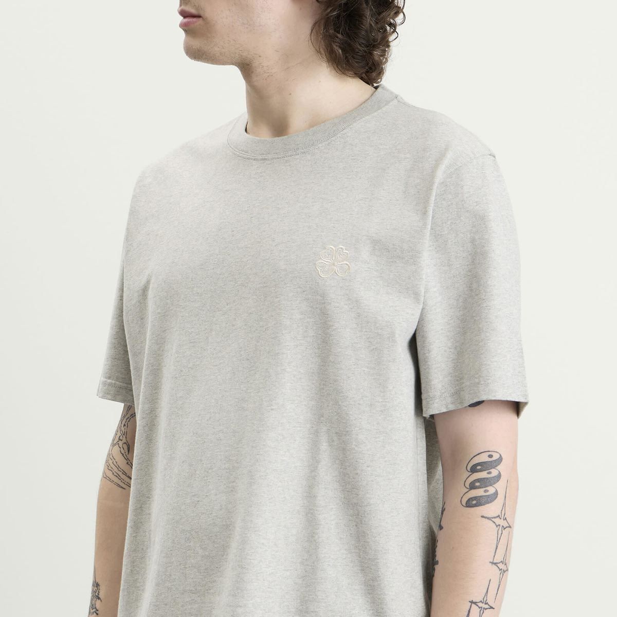NN07 Men's Jett Embroidered T-Shirt in Grey Melange