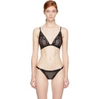 Fleur du Mal Black Pattern Mesh Built Up Triangle Bra