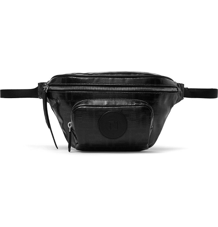 Photo: Fendi - Leather-Trimmed Logo-Print Coated-Canvas Belt Bag - Men - Black