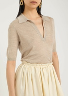 Gabriela Hearst Frank Cashmere and Silk-blend Polo Beige
