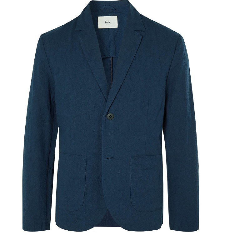 Photo: Folk - Crinkled-Cotton Suit Jacket - Blue