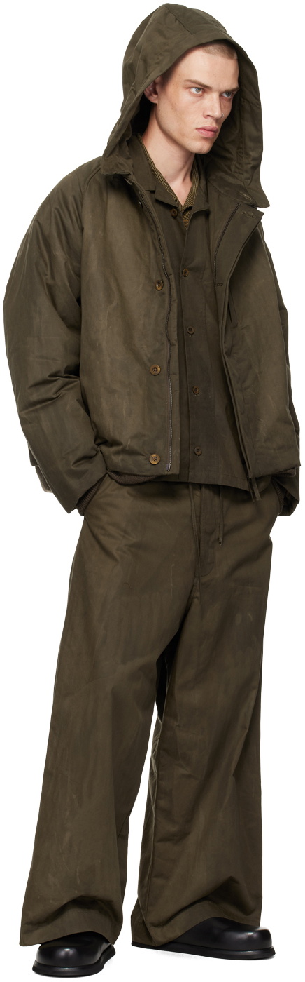 Aviva Jifei Xue Khaki Relaxed Drawstring Trousers