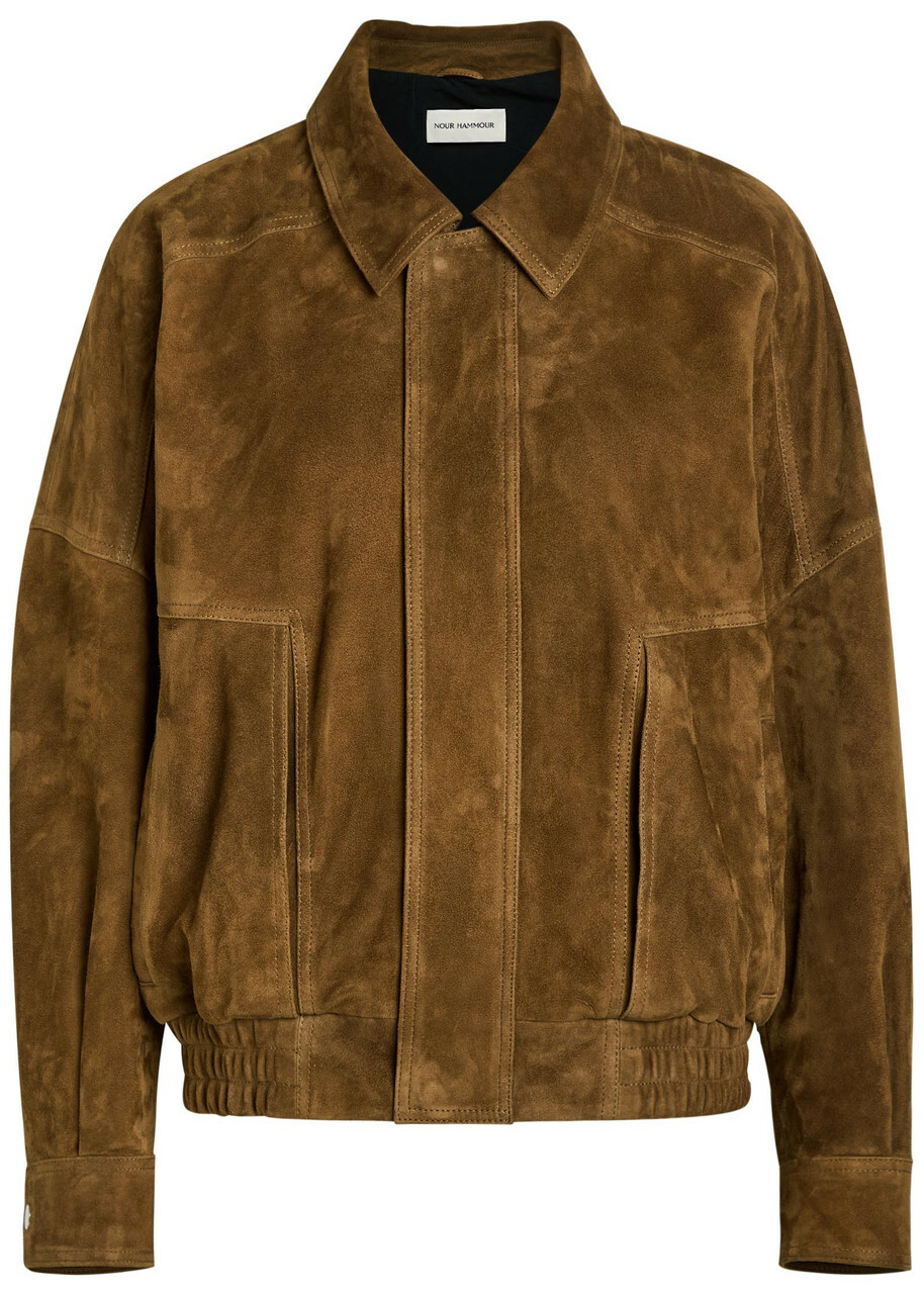Nour Hammour Dalma Suede Jacket Dark Brown