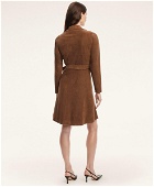 Brooks Brothers Women's Faux Suede Herringbone Wrap Dress | Brown