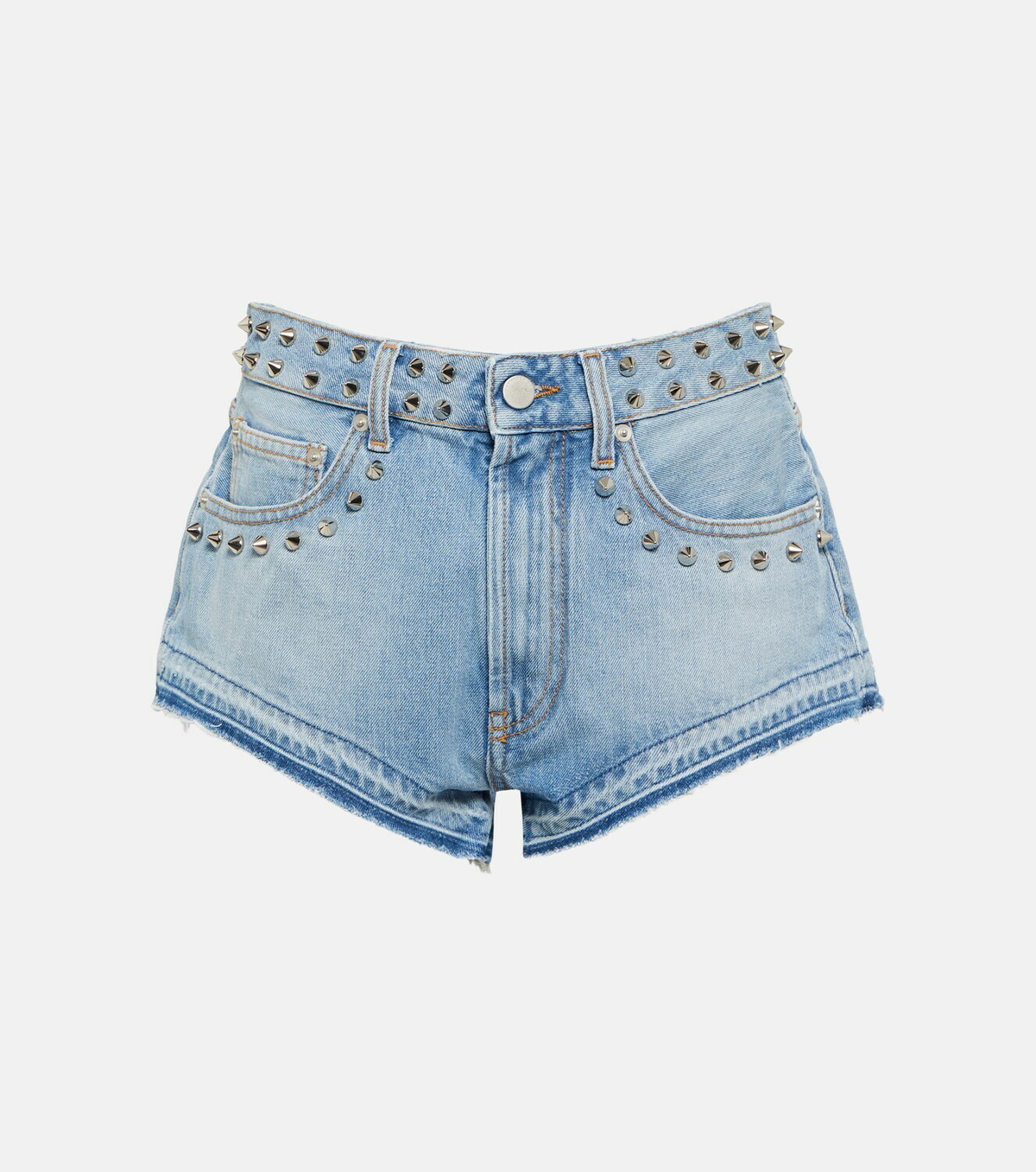 Alessandra Rich Embellished mid-rise denim shorts