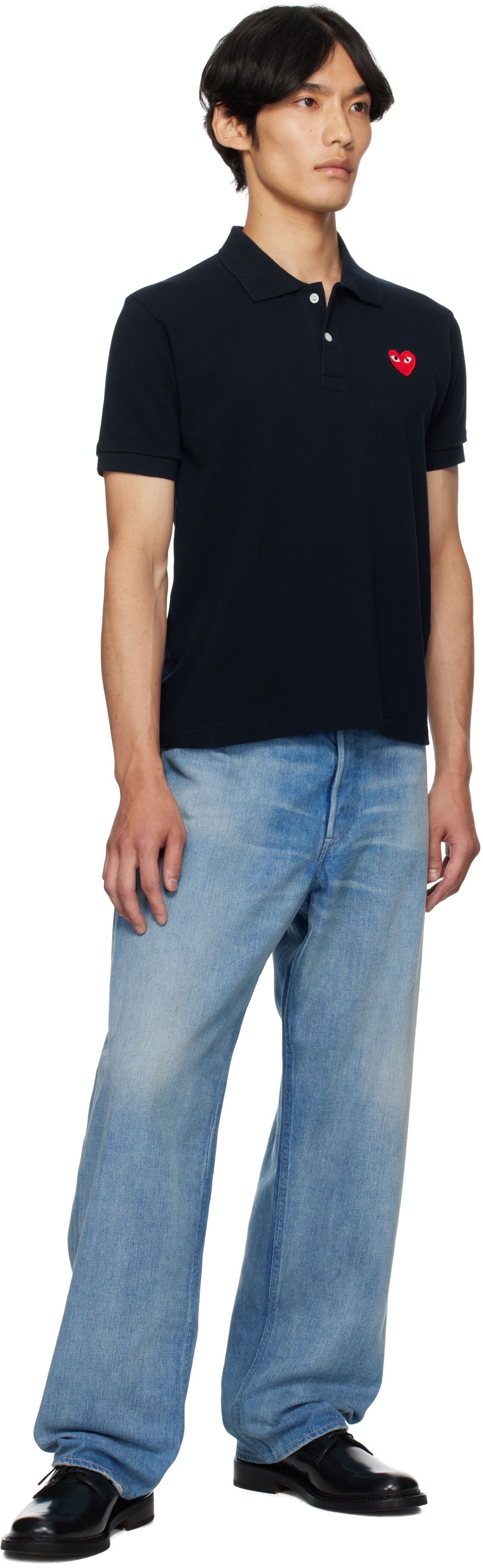 COMME des GARÇONS PLAY Navy Heart Patch Polo