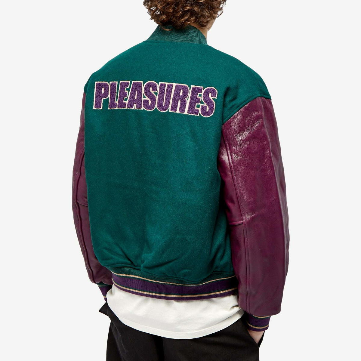 Pleasures Men's Fan Varsity Jacket in Green