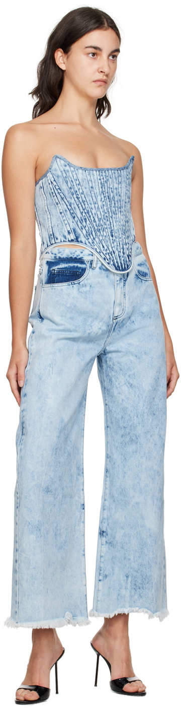 Marques Almeida Blue Paneled Denim Corset
