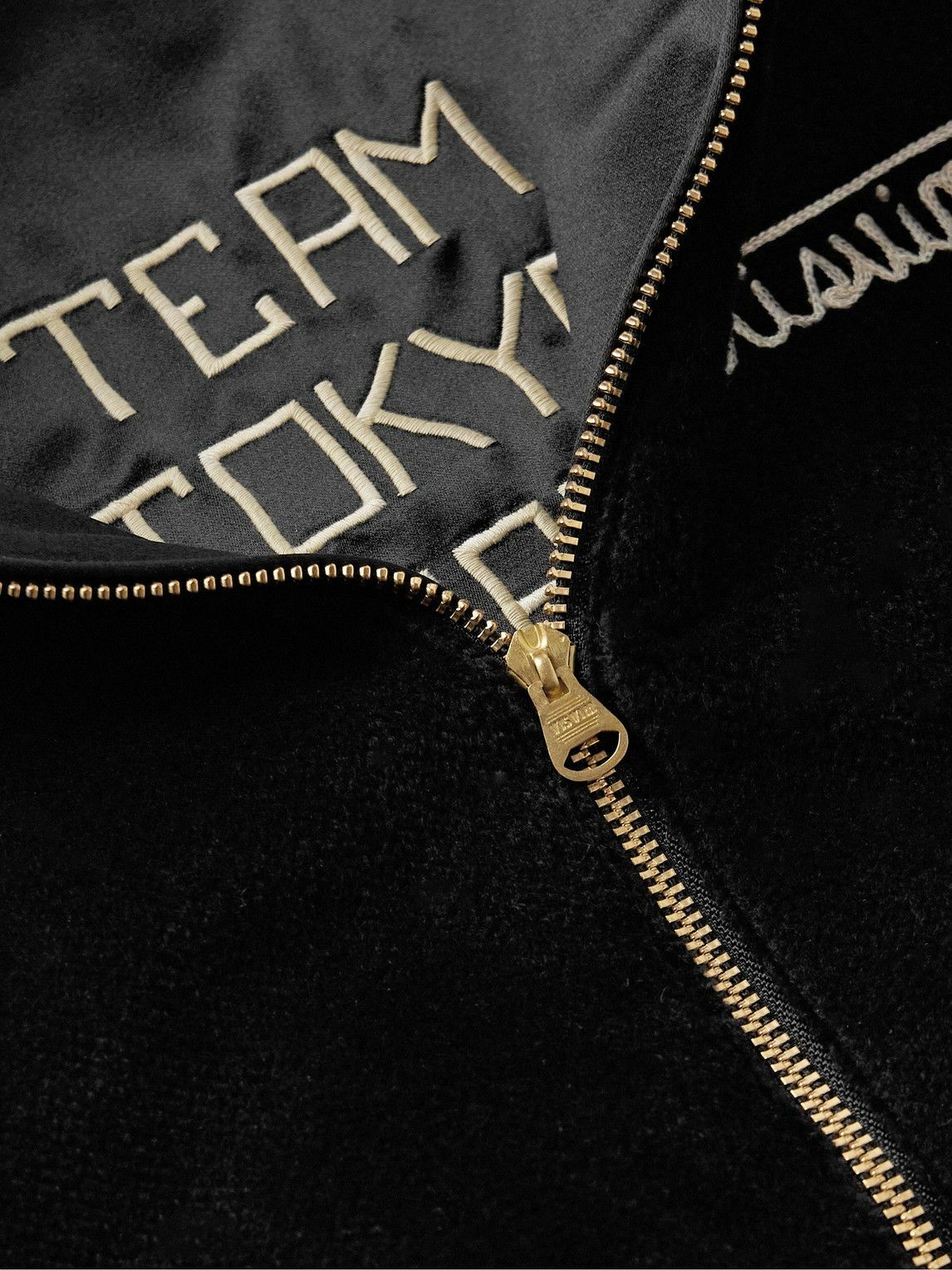 Visvim - Reversible Embroidered Wool-Fleece and Silk-Satin Bomber ...