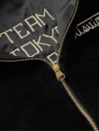 Visvim - Reversible Embroidered Wool-Fleece and Silk-Satin Bomber Jacket - Black