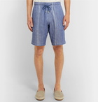 Vilebrequin - Bolide Striped Linen and Cotton-Blend Drawstring Shorts - Navy