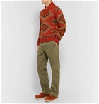 RRL - Shawl-Collar Intarsia Linen, Cotton, Silk and Wool-Blend Sweater - Orange