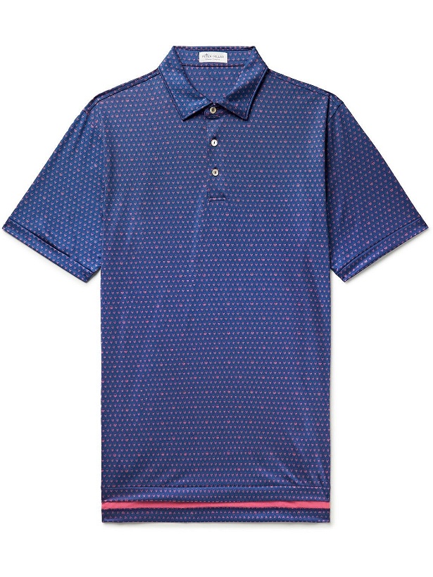 Photo: Peter Millar - Seeing Double Printed Tech-Jersey Golf Polo Shirt - Blue