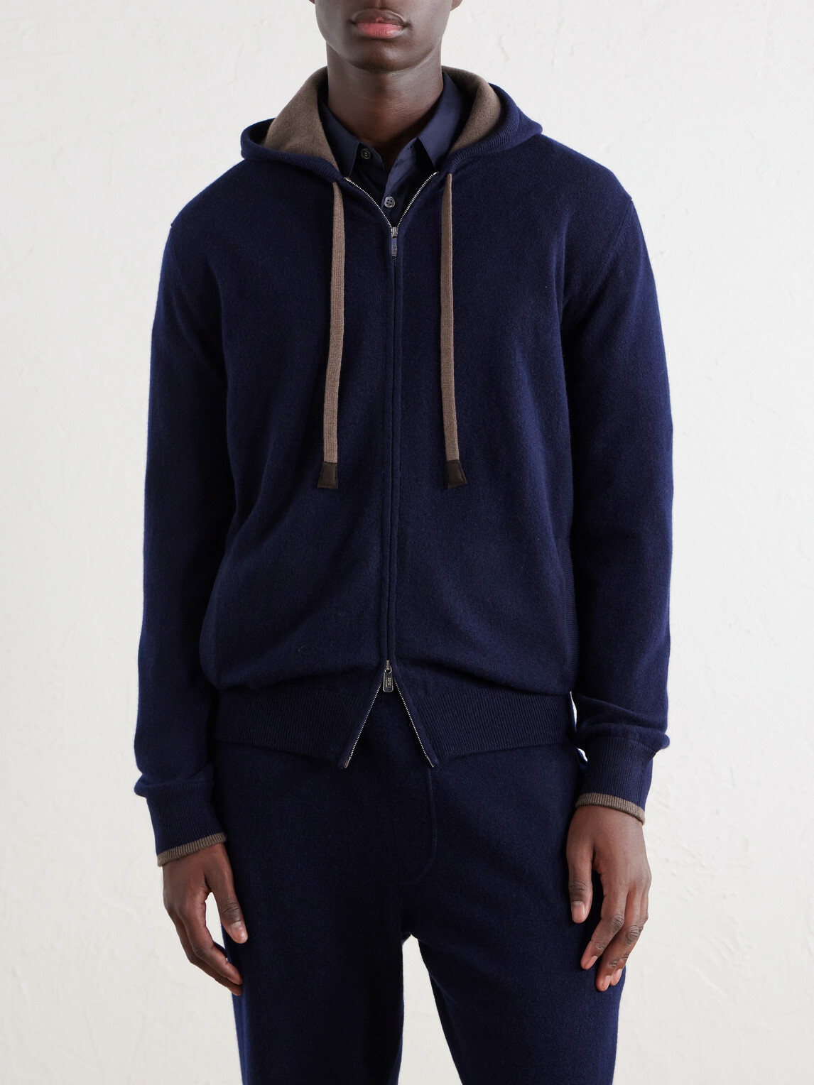 FEDELI - Davis Cashmere Zip-Up Hoodie - Blue