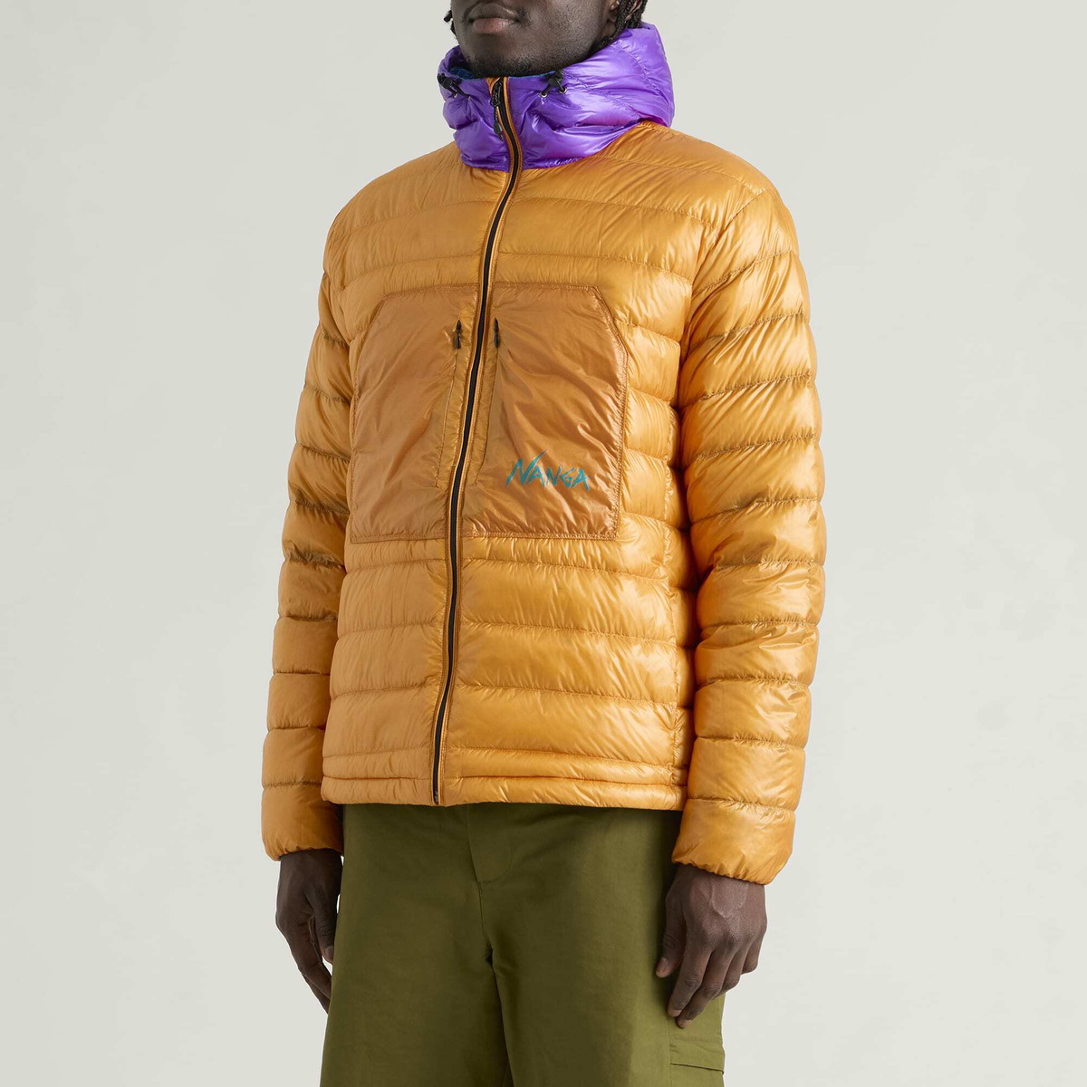 NANGA Men's Ultilight Packable Down Parka Jacket in Orange