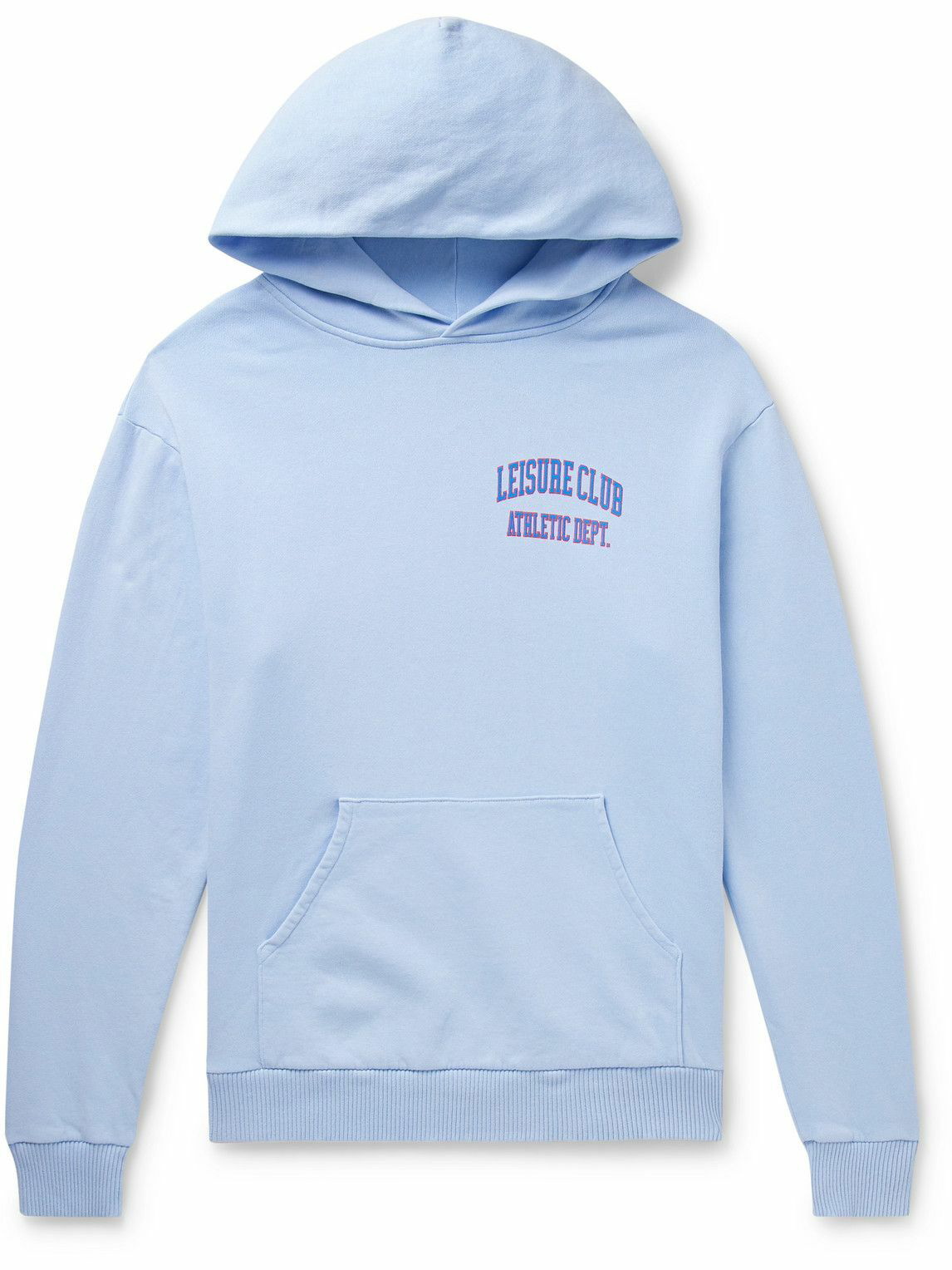 Photo: Pasadena Leisure Club - Athletic Dept. Logo-Print Garment-Dyed Cotton-Jersey Hoodie - Blue
