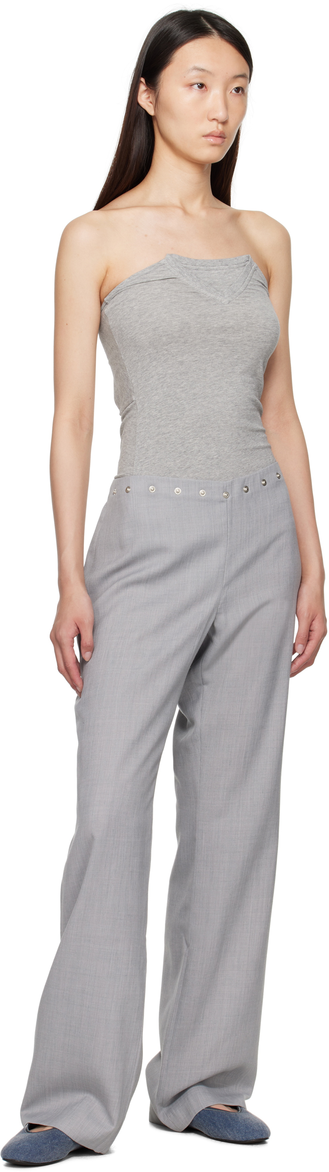 Paloma Wool Gray Folded V Neck Bandeau Top Paloma Wool