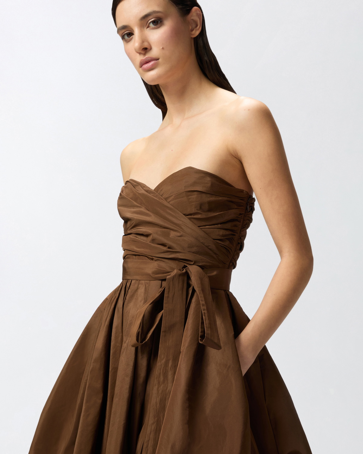 ワンピース PINKO Woman Dress Dark 104937Y3LE L71 Pinko Taffeta Formal Dress With Sweetheart Neckline Dark