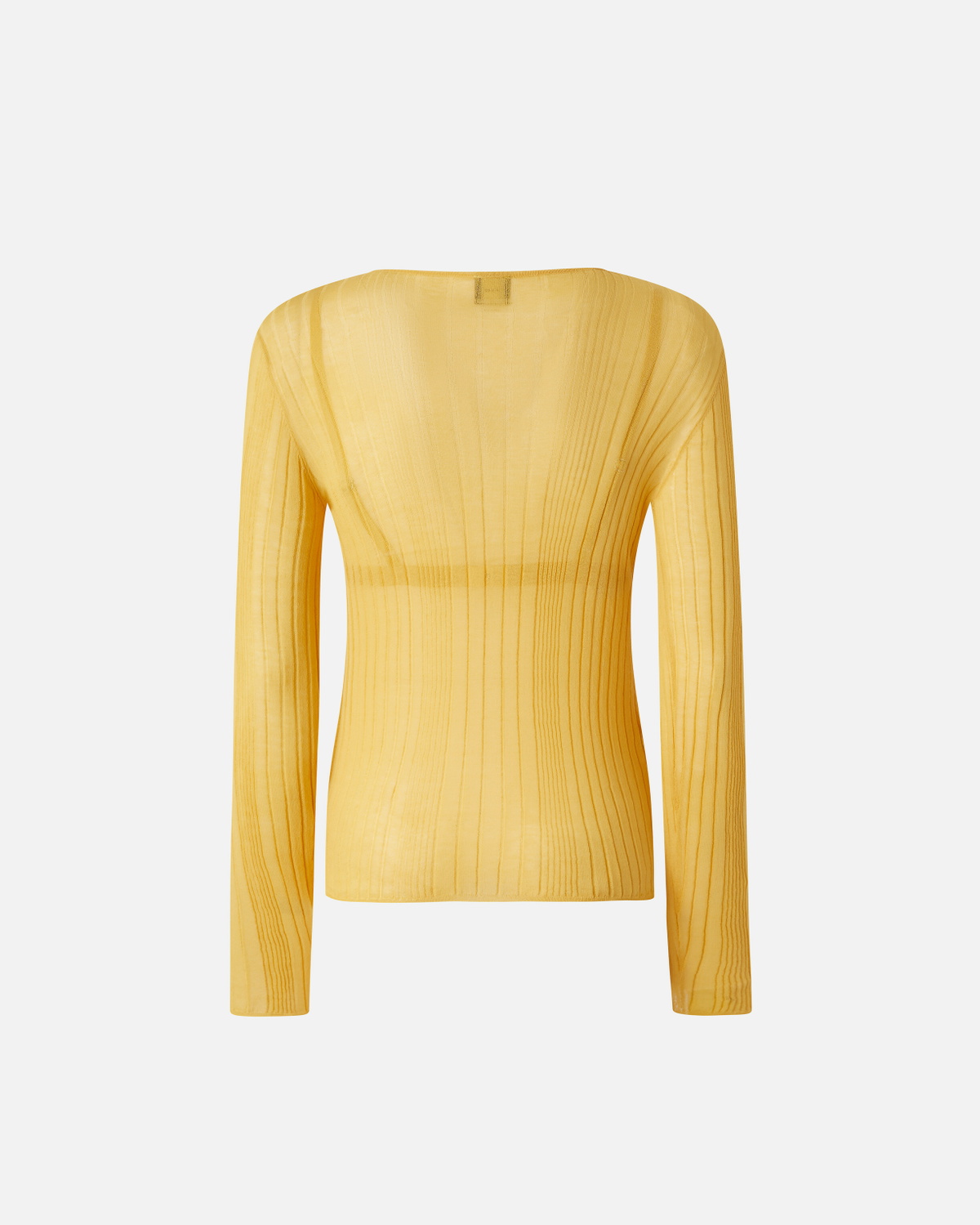 Pinko Semi Transparent Ribbed Sweater Rattan Yellow